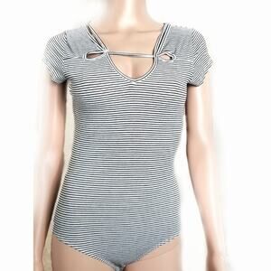 Abound | Black & White Striped Bodysuit